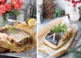 Запечена сьомга з грибами і фундуком до новорічного столу.