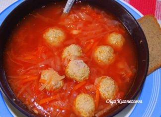 Борщ з фрикадельками.